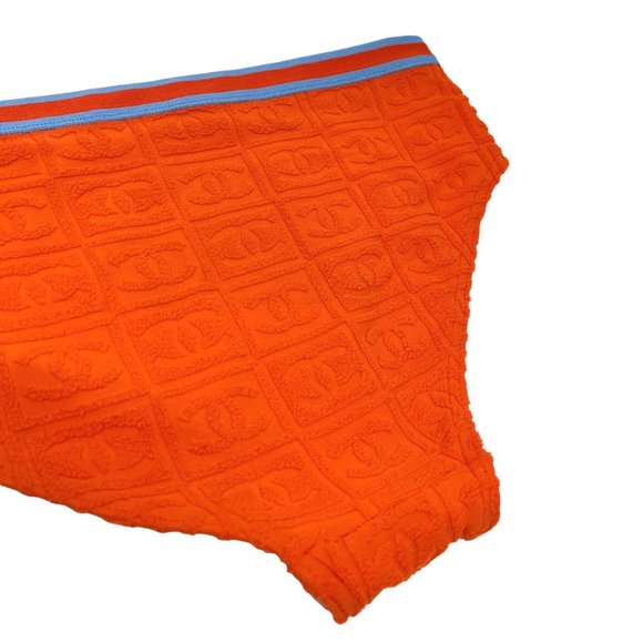 CHANEL Vintage 02S CC Logo Swimsuit Bikini #36 Swimwear Orange Nylon [102707] - Picture 13 of 13